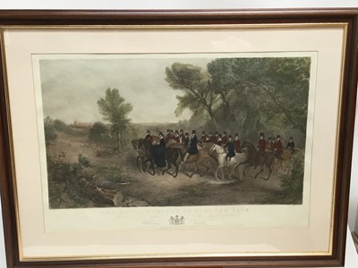 Lot 148 - Victorian hand coloured engraving - The Royal Cortege In Windsor Park, framed and glazed