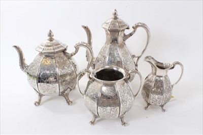Lot 225 - Victorian silver plated tea set -4 piece