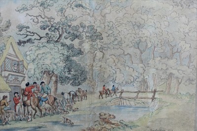 Lot 69 - Thomas Rowlandson 1756-1827 - Hand coloured engraving The Refreshment