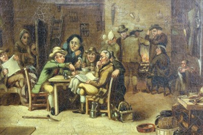 Lot 4 - Manner of David Wilkie - Two 19th century interior scenes