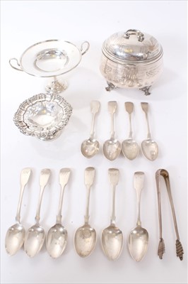 Lot 255 - Selection of miscellaneous silver and Austro Hungarian Empire tea caddy.