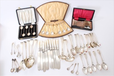 Lot 215 - Selection of miscellaneous Georgian and later flatware.