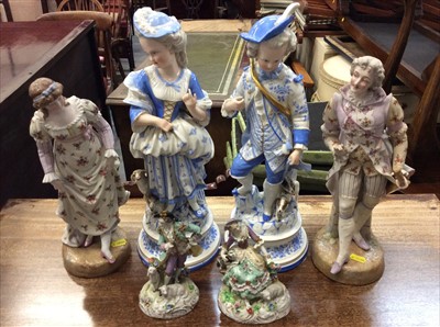 Lot 20 - Pair of Sitzendorf porcelain figures and four others