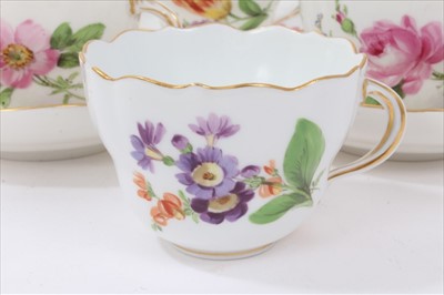 Lot 152 - Set of six 19th century Meissen floral painted cups and five saucers