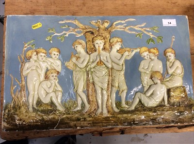 Lot 14 - 19th century relief moulded figural tile