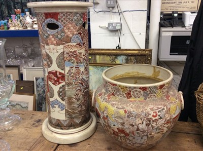 Lot 29 - Japanese satsuma jardinière on stand