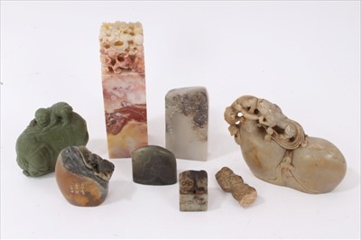 Lot 670 - Collection of Chinese carved soapstone and other scholars ornaments (8)