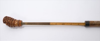 Lot 750 - Victorian horse measuring walking stick by Merry & Co, St James's Street, London with bamboo shaft and silver collar engraved with Viscounts coronet and C -hallmarked London 1891, 94cm