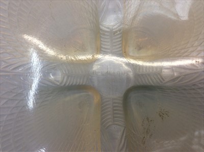 Lot 858 - Lalique 'coquilles' pattern opaline glass dish, signed and numbered 3011