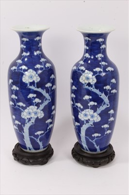Lot 86 - Pair of late 19th / early 20th century Chinese blue and white prunus blossom vase