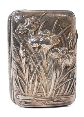 Lot 257 - Large Late 19th Japanese silver cigar case, signed Arthur & Bond Yokohama