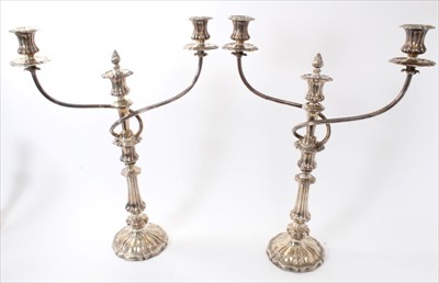 Lot 262 - Pair of 19th century silver plate candelabra