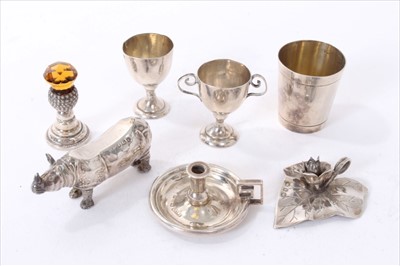 Lot 270 - Group of doll's house miniatures including model of Durer's rhino, and other items.