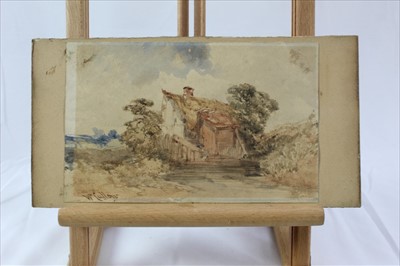Lot 964 - Group of 19th century and later watercolours, English School and others to include rural landscapes, Italian School gouache, coastal landscape, portraits and other works, five framed, the remainder...