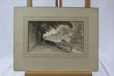 Lot 964 - Group of 19th century and later watercolours, English School and others to include rural landscapes, Italian School gouache, coastal landscape, portraits and other works, five framed, the remainder...
