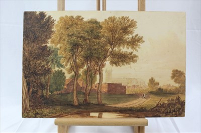 Lot 964 - Group of 19th century and later watercolours, English School and others to include rural landscapes, Italian School gouache, coastal landscape, portraits and other works, five framed, the remainder...