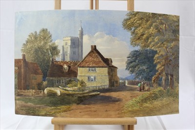 Lot 964 - Group of 19th century and later watercolours, English School and others to include rural landscapes, Italian School gouache, coastal landscape, portraits and other works, five framed, the remainder...