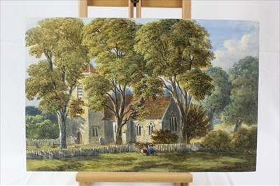 Lot 964 - Group of 19th century and later watercolours, English School and others to include rural landscapes, Italian School gouache, coastal landscape, portraits and other works, five framed, the remainder...