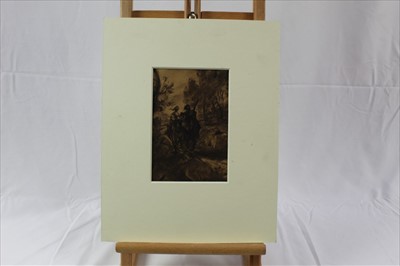Lot 964 - Group of 19th century and later watercolours, English School and others to include rural landscapes, Italian School gouache, coastal landscape, portraits and other works, five framed, the remainder...