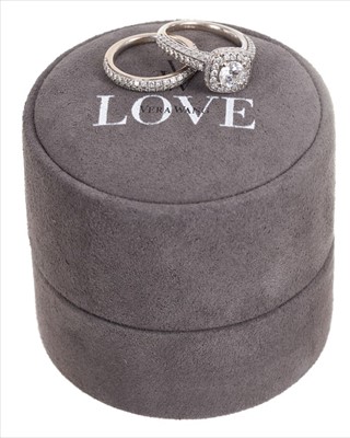 Lot 382 - Vera Wang Love Collection 18ct white gold diamond Halo ring, together with a matching wedding ring