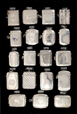 Lot 302 - Collection nineteen Victorian and later silver vesta cases including armorial and enamelled (19)