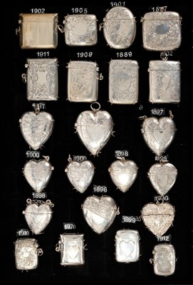 Lot 305 - Collection twenty two Victorian and later silver vesta cases including heart-shaped examples (22)