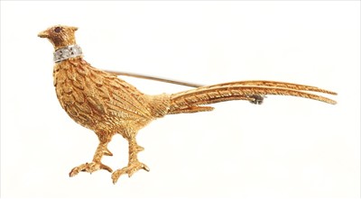 Lot 407 - Novelty 18ct gold pheasant brooch