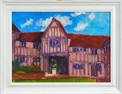 Lot 302 - David Britton, contemporary, oil on board - Weavers Cottage, Dedham, signed, framed, 44cm x 61cm