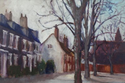 Lot 303 - David Britton, contemporary, oil on board - Abbeygate Street, signed, framed, 49cm x 59 cm