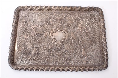 Lot 316 - Victorian embossed silver tray