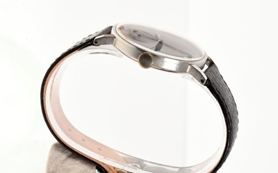 Lot 616 - 1940's gentlemen's Omega stainless steel wristwatch with black enamel dial, circa 1946