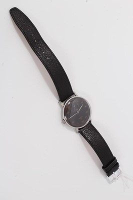 Lot 616 - 1940's gentlemen's Omega stainless steel wristwatch with black enamel dial, circa 1946