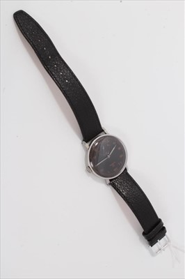 Lot 616 - 1940's gentlemen's Omega stainless steel wristwatch with black enamel dial, circa 1946