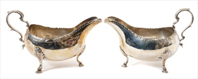 Lot 335 - Pair Georgian silver sauce boats