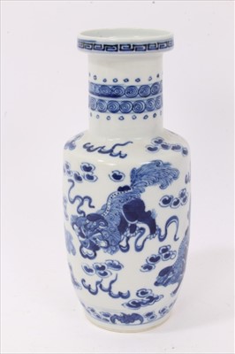 Lot 150 - Late 19th century Chinese blue and white rouleau vase