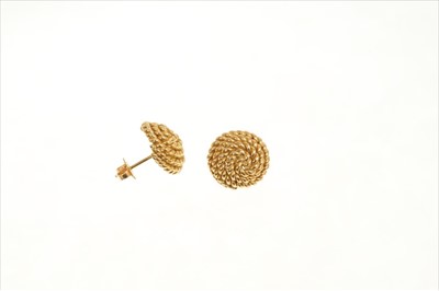 Lot 496 - Pair Tiffany & Co. 18ct gold rope twist spiral stud earrings