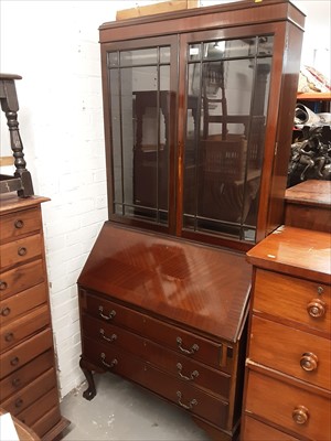Lot 1009 - Mahogany bureau bookcase