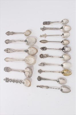 Lot 42 - Group Continental silver and white metal souvenir spoons