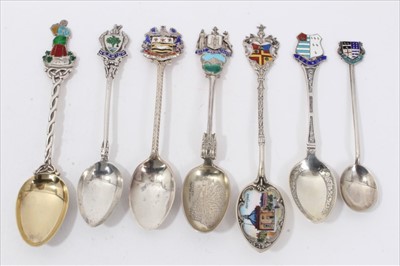 Lot 46 - Seven silver and enamel souvenir spoons