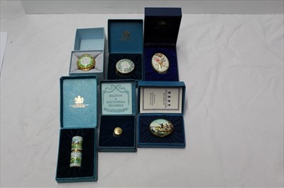 Lot 92 - Four boxed Bilston and Battersea enamel boxes