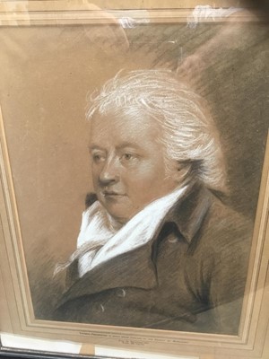 Lot 15 - English School (late 18th/early 19th century) chalks, Portrait of a Gentleman, named as Thomas Pemberton, together with an engraving