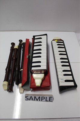 Lot 1753 - Two Hohner Melodica pianos, together with a selection of recorders