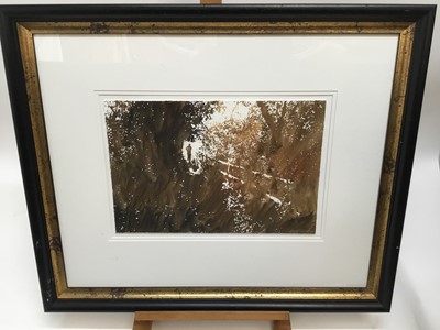 Lot 11 - Jeremy Houghton, contemporary, watercolour - figure in landscape, signed and dated '09, in glazed gilt and ebonised frame