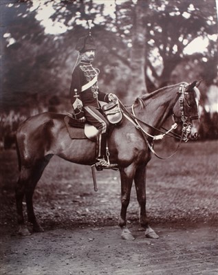 Lot 1073 - Military Postcards and Photographs collection of 11th Hussars in album. Individual portraits, mounted officers and group photographs.