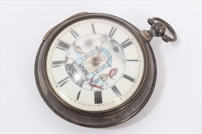 Lot 165 - Georgian Masonic silver pair cased pocket watch