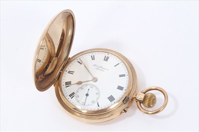 Lot 153 - 9ct gold full hunter J.W. Benson pocket watch