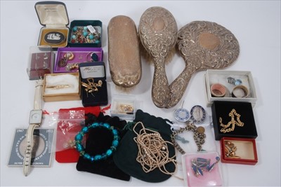 Lot 12 - Costume jewellery and silver backed dressing table items