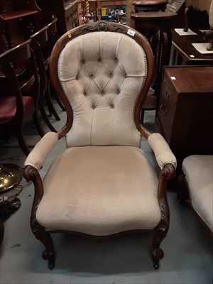 Lot 959 - Pair of Victorian 'his and hers' easy chairs