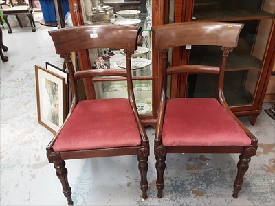Lot 907 - Set of six early Victorian mahogany bar-back dining chairs