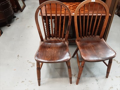 Lot 913 - Set of five country stick back chairs
